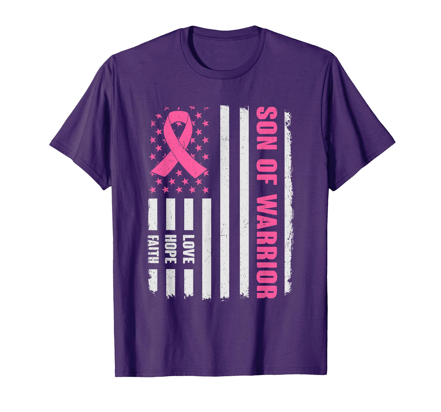 Son Of Warrior American Flag Breast Cancer Awareness T-Shirt