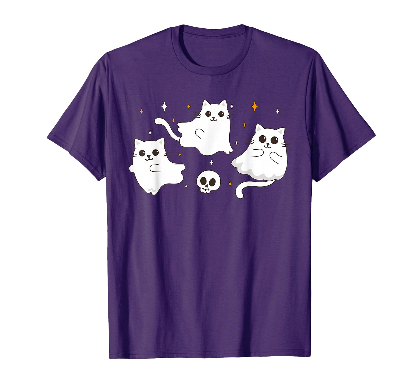 Spooky Cat Ghost Boo Halloween Girls Kids Women T-Shirt