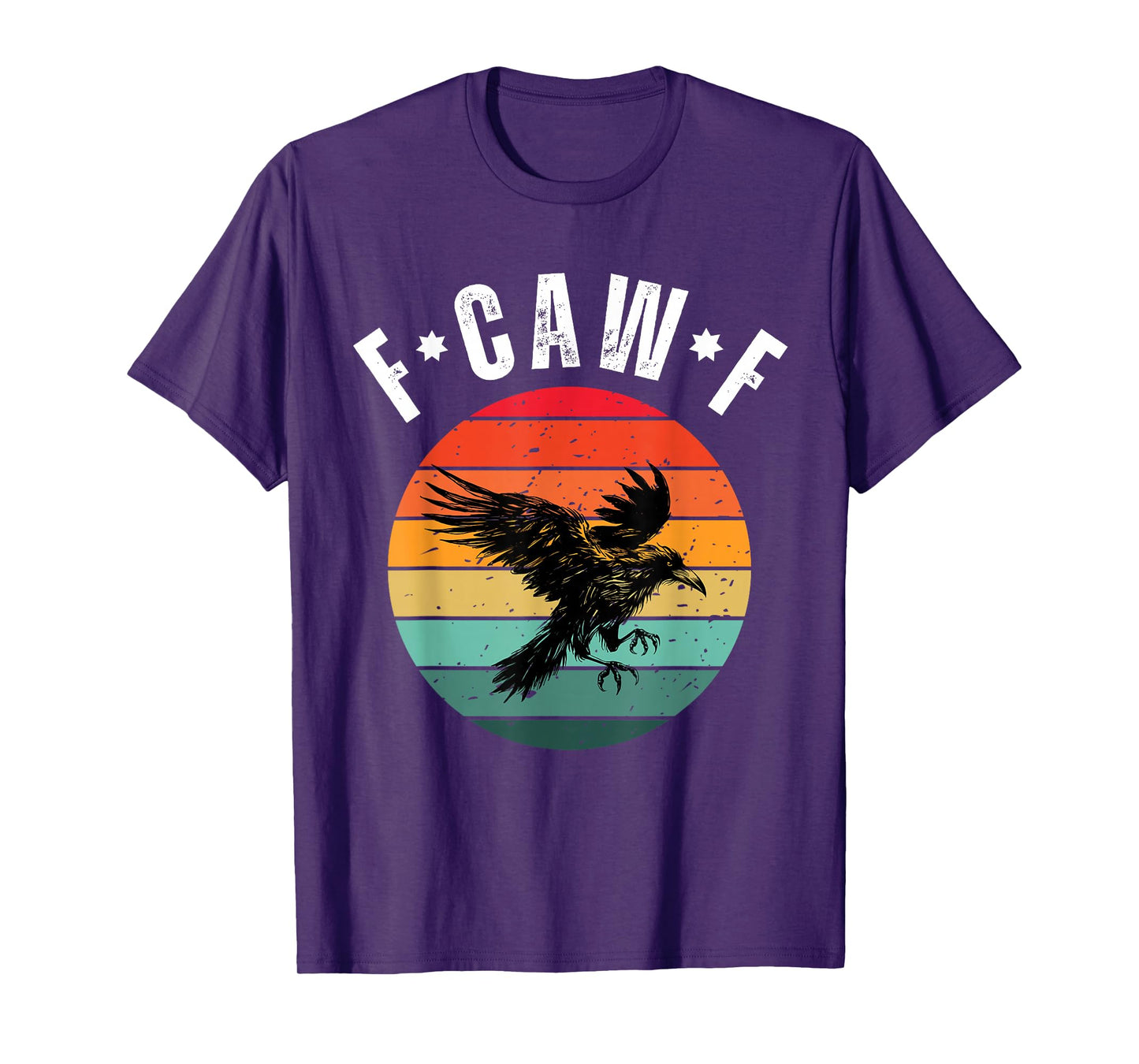 F-Caw-F Funny Black Bird Retro Sunset Adult Humor Crow Lover T-Shirt