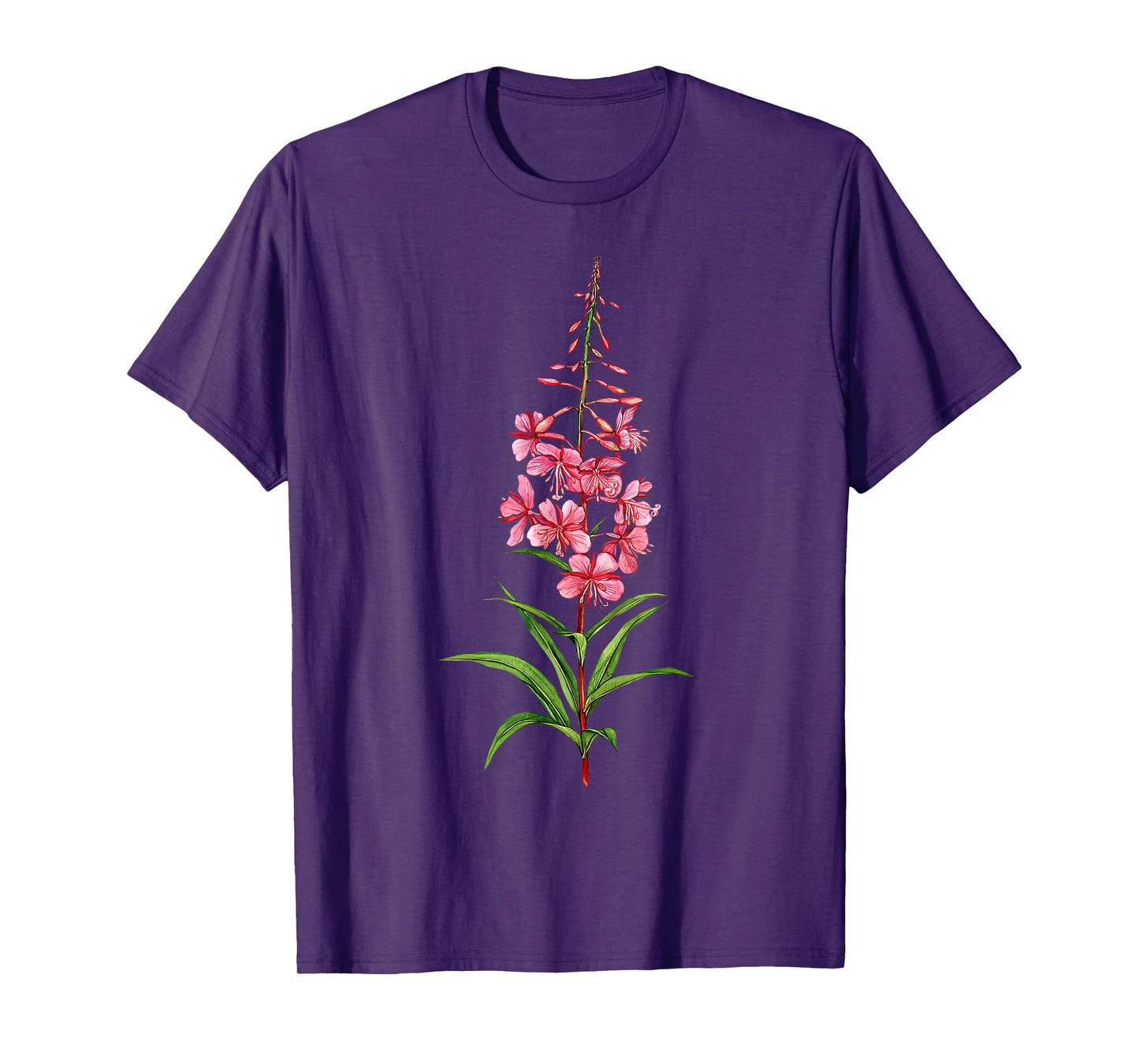 Retro Flower Fireweed Art Graphic Botanical Herbal Medicine T-Shirt