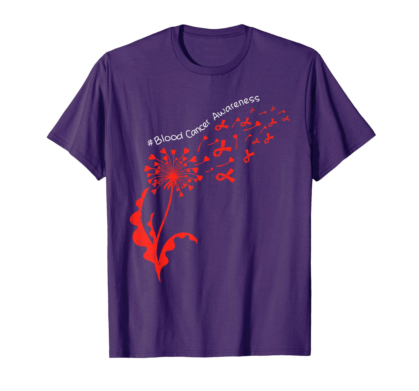 Dandelion Blood Cancer Awareness Ribbon Red Support T-Shirt