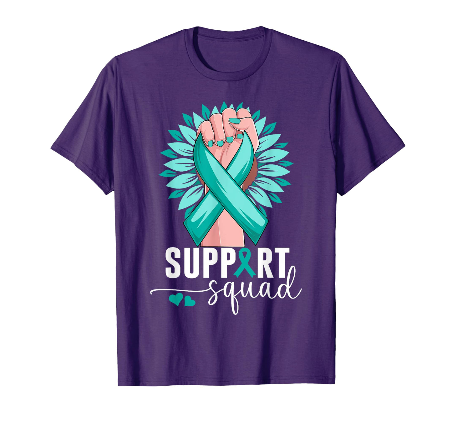 Support Squad Cervical Cancer Awareness Teal & White Ribbon T-Shirt