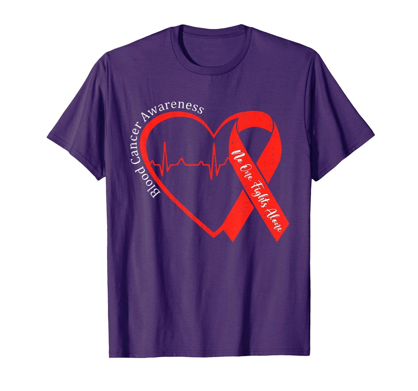 Blood Cancer Awareness Heart Ribbon Red Support Adult Kids T-Shirt