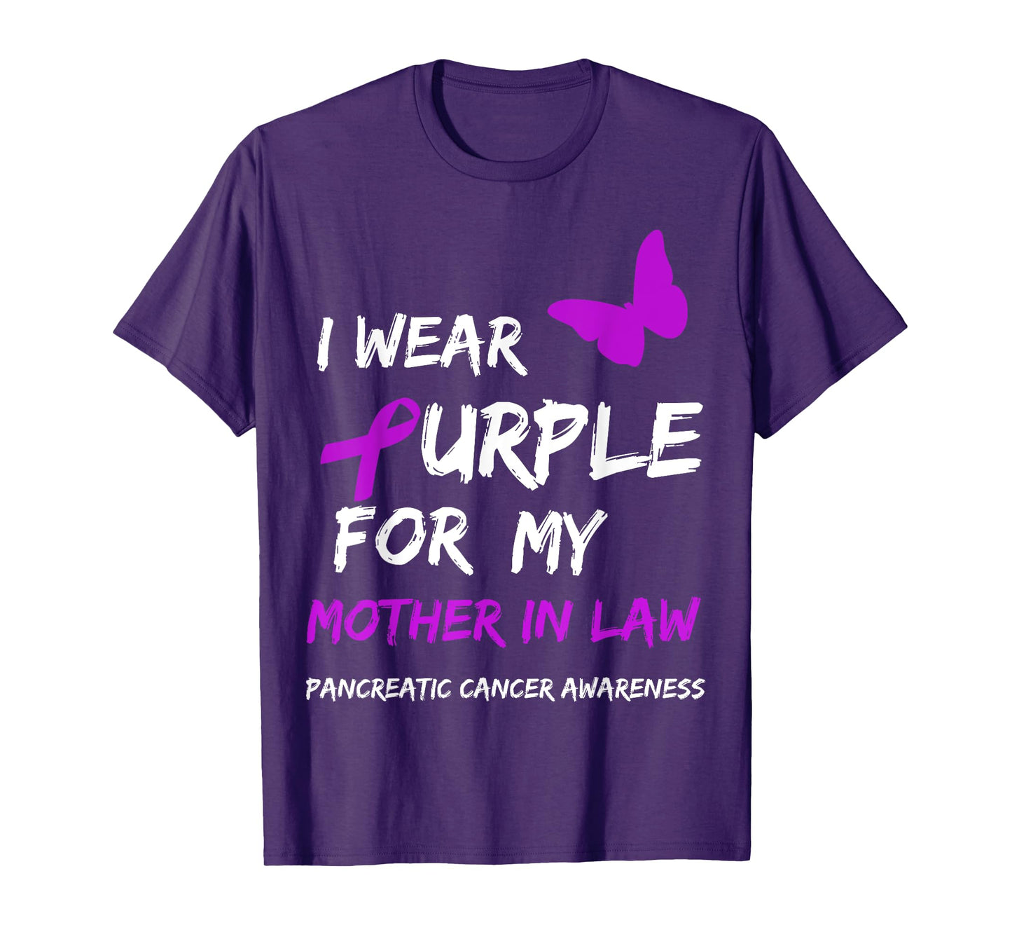 Pancreatic Cancer I Wear Purple for my Mother in law Ribbon T-Shirt