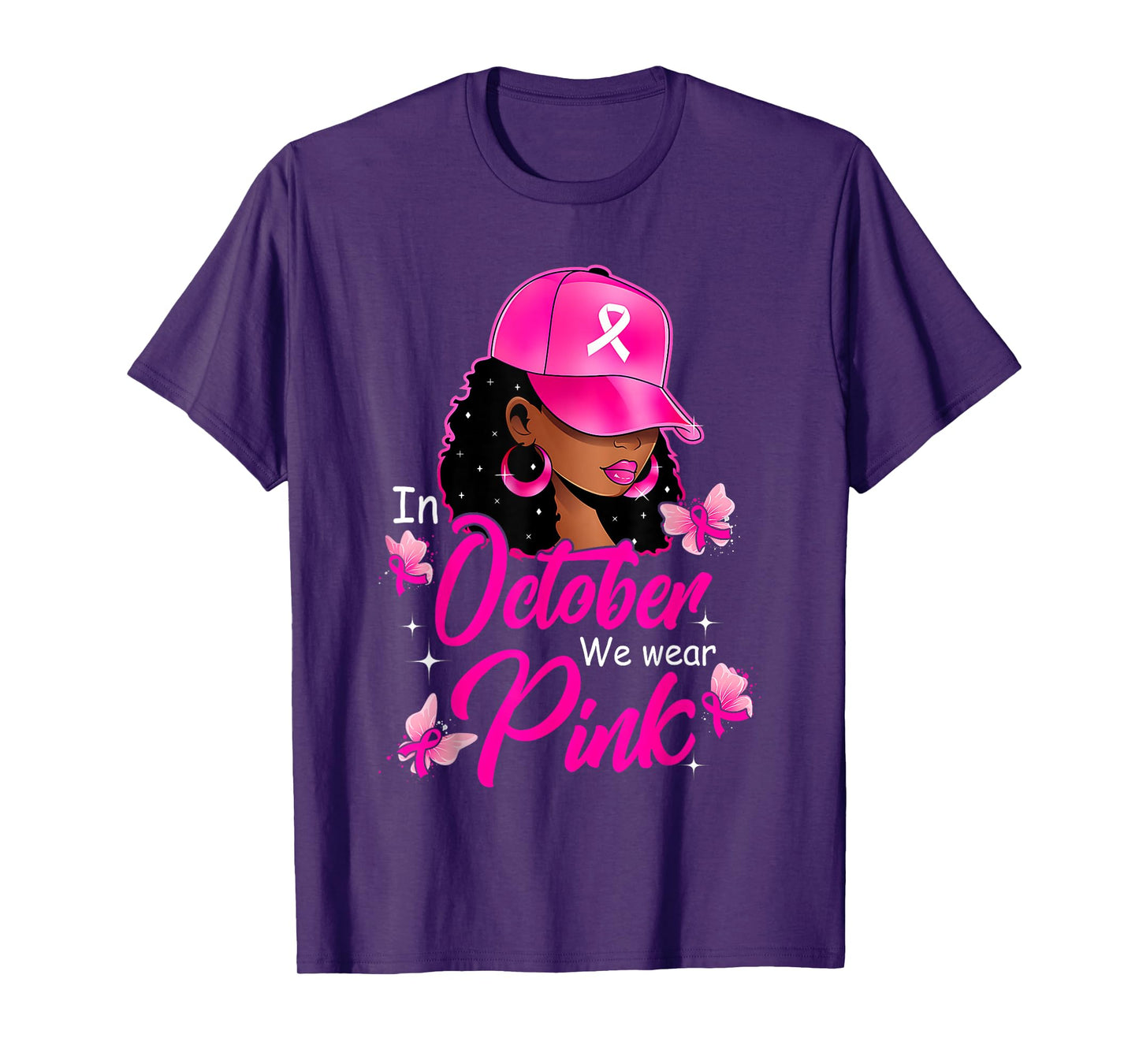 In October We Wear Pink Black Women Breast Cancer Awareness T-Shirt
