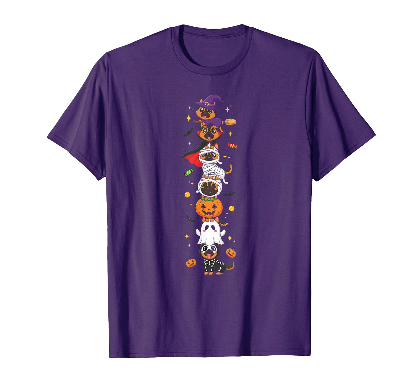 German Shepherd Witch Vampire Ghost Halloween Mens Womens T-Shirt