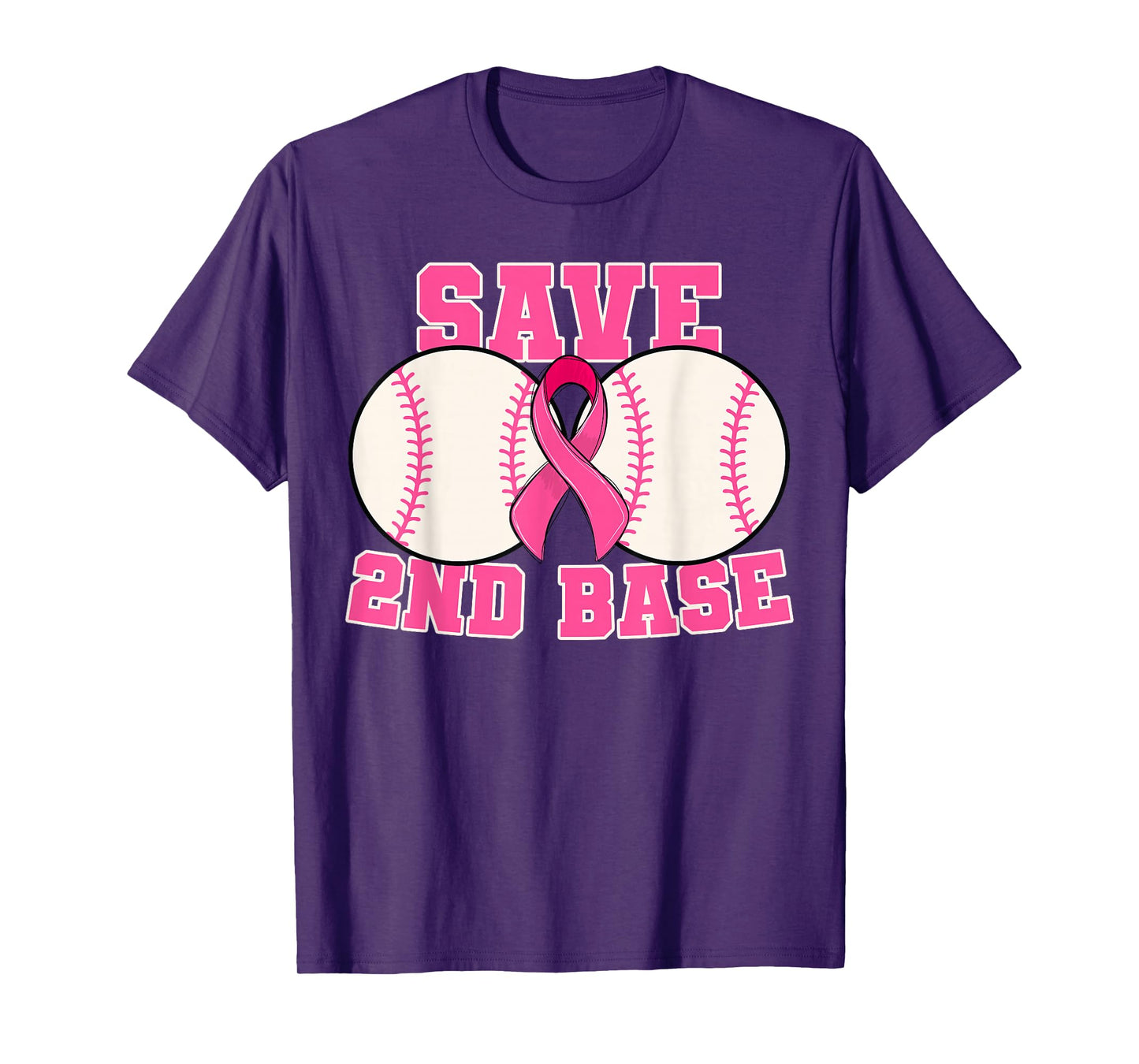 Save Second 2nd Base Breast Cancer Survivor Funny Baseball T-Shirt