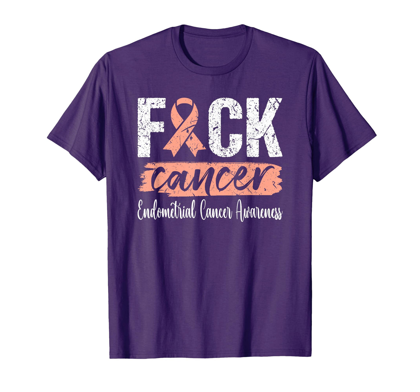 Endometrial Cancer Peach Ribbon Uterine Fuck Cancer T-Shirt
