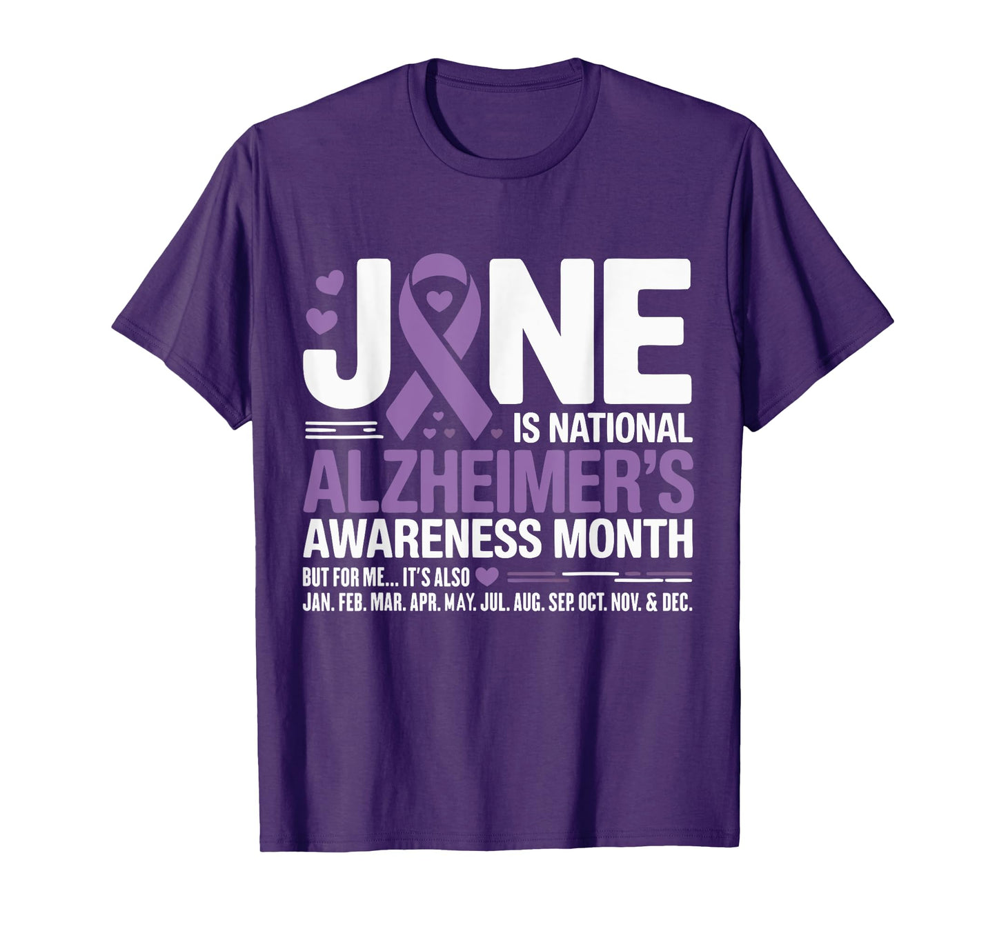 In June We Wear Purple Alzheimer's Awareness Purple Ribbon T-Shirt