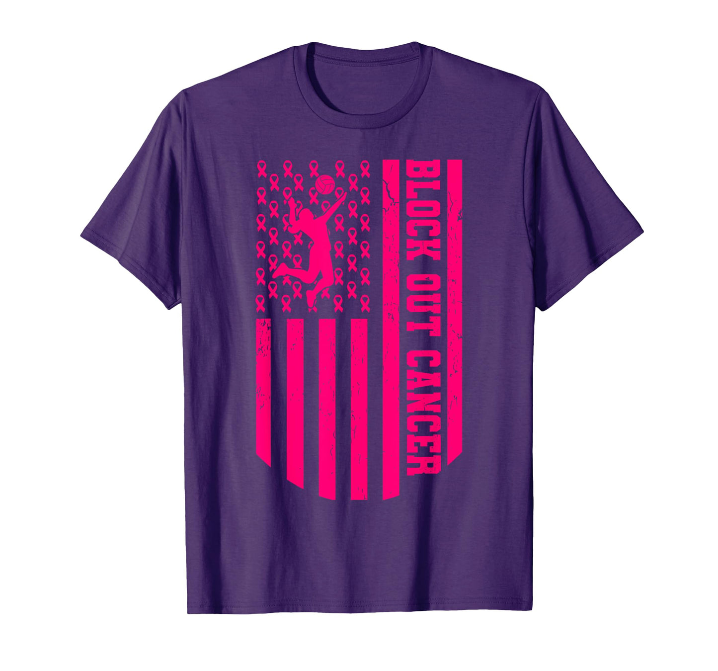 Volleyball Breast Cancer Awareness Block Out Cancer T-Shirt