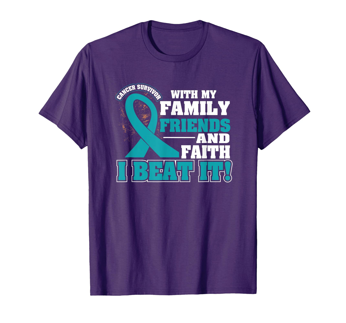 Family Faith I Beat It Ovarian Cancer Awareness Ribbon Gifts T-Shirt