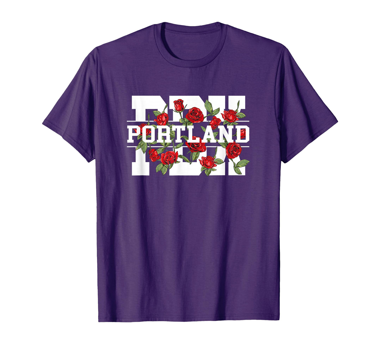 PDX Portland Oregon Typography With Red Roses T-Shirt