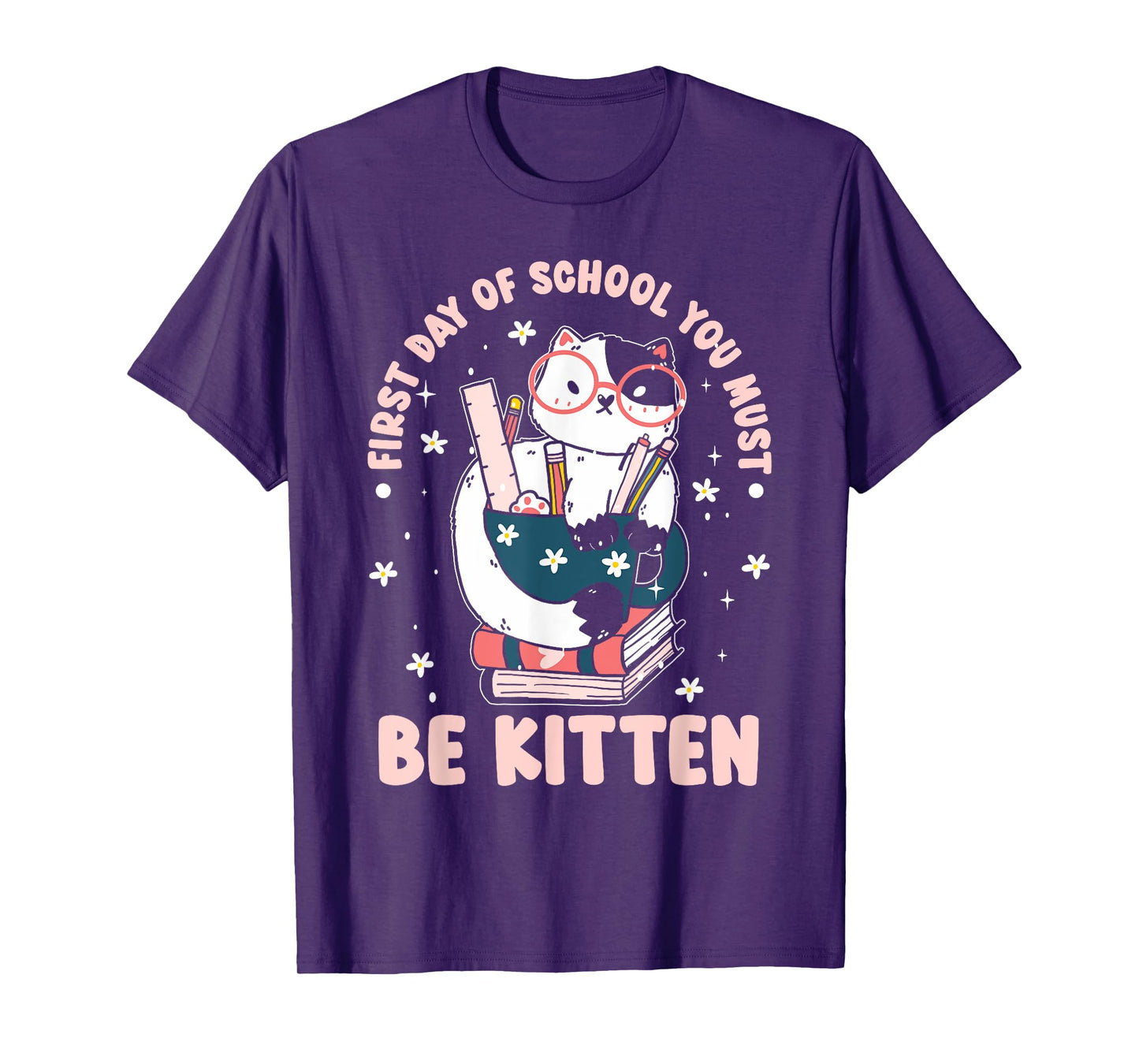 Cute Cat First Day Of School T-Shirt for Men Women Kids