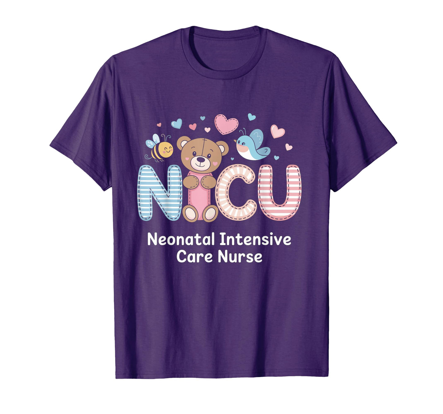 NICU Nurse Cute Teddy Bird Heart Nurse Day T-Shirt