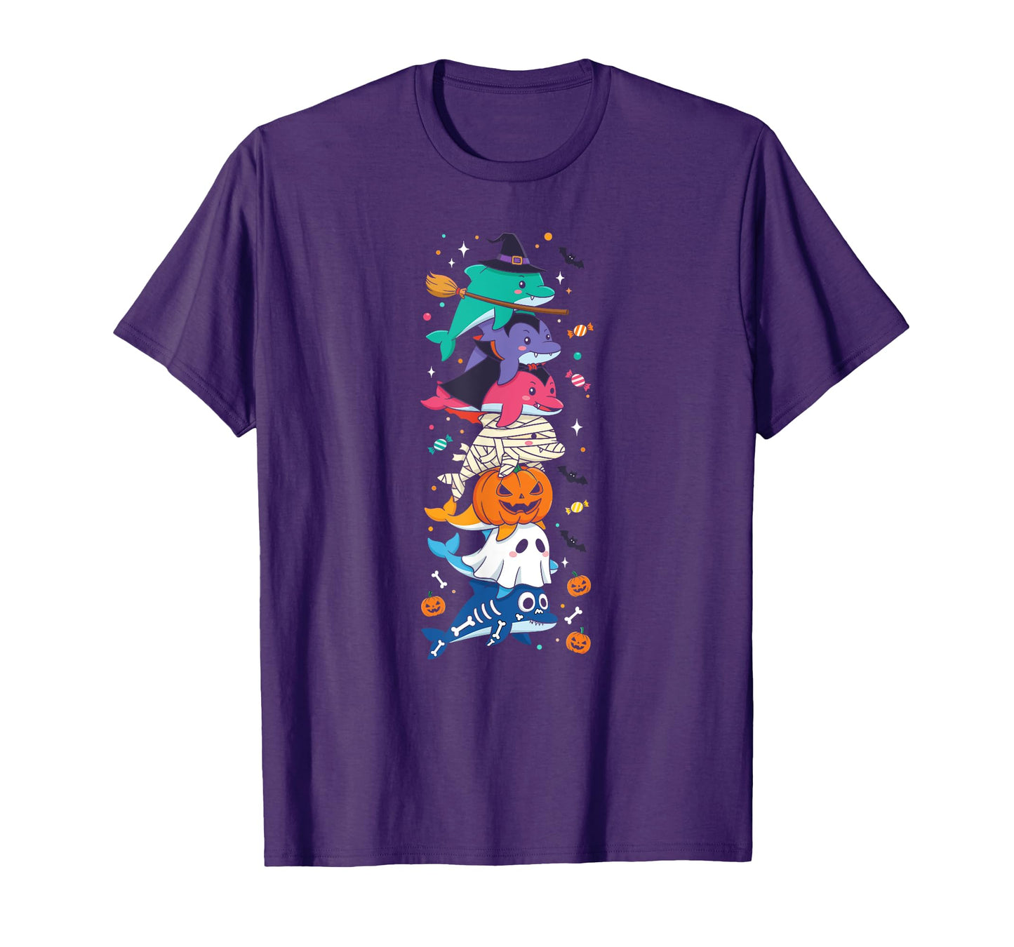Funny Dolphin Witch Vampire Ghost Halloween Kids Mens Womens T-Shirt