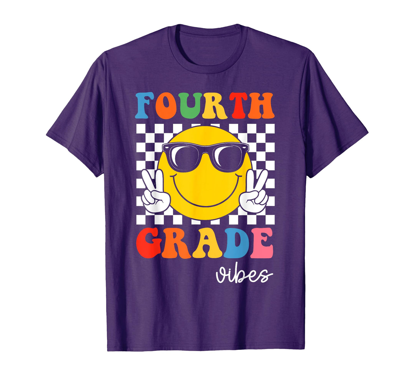 Fourth Grade Vibes Retro Smile Teacher Kids Team 4th Grade T-Shirt
