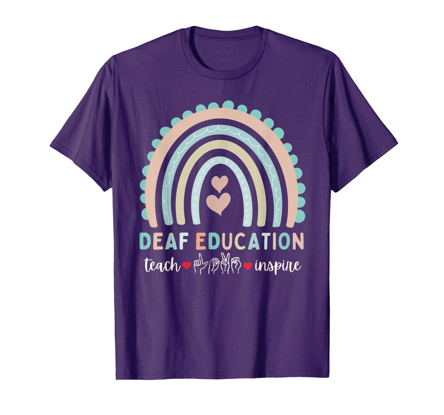 D/HH Teacher Deaf Hard of Hearing ASL Sped IEP Cute Rainbow Men Women Kids T-Shirt