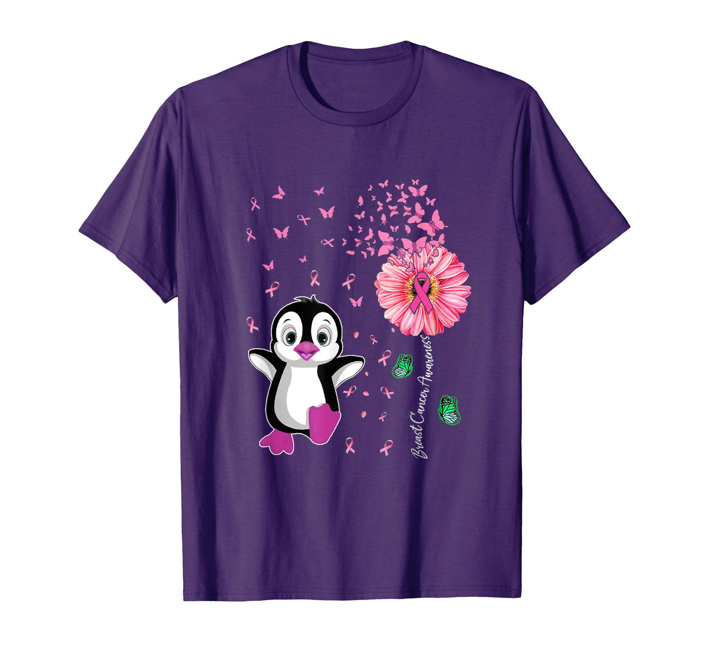 Penguin Pink Breast Cancer Awareness T-shirt T-Shirt