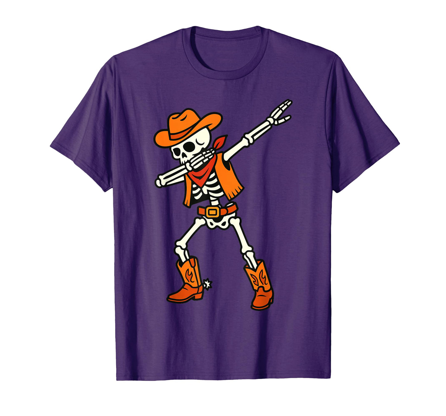 Skeleton Cowboy Dabbing Funny Western Halloween T-Shirt