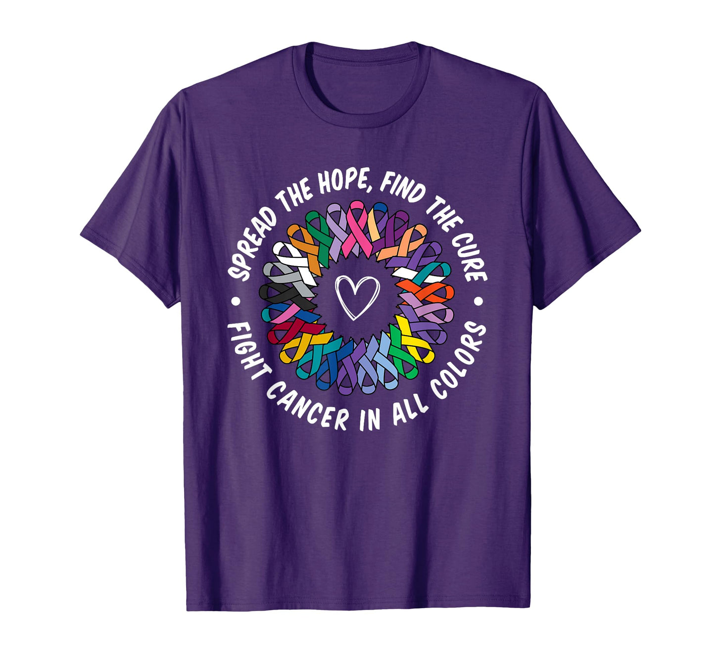 Fight Cancer in All and Every Color Flower Ribbon Heart Love T-Shirt