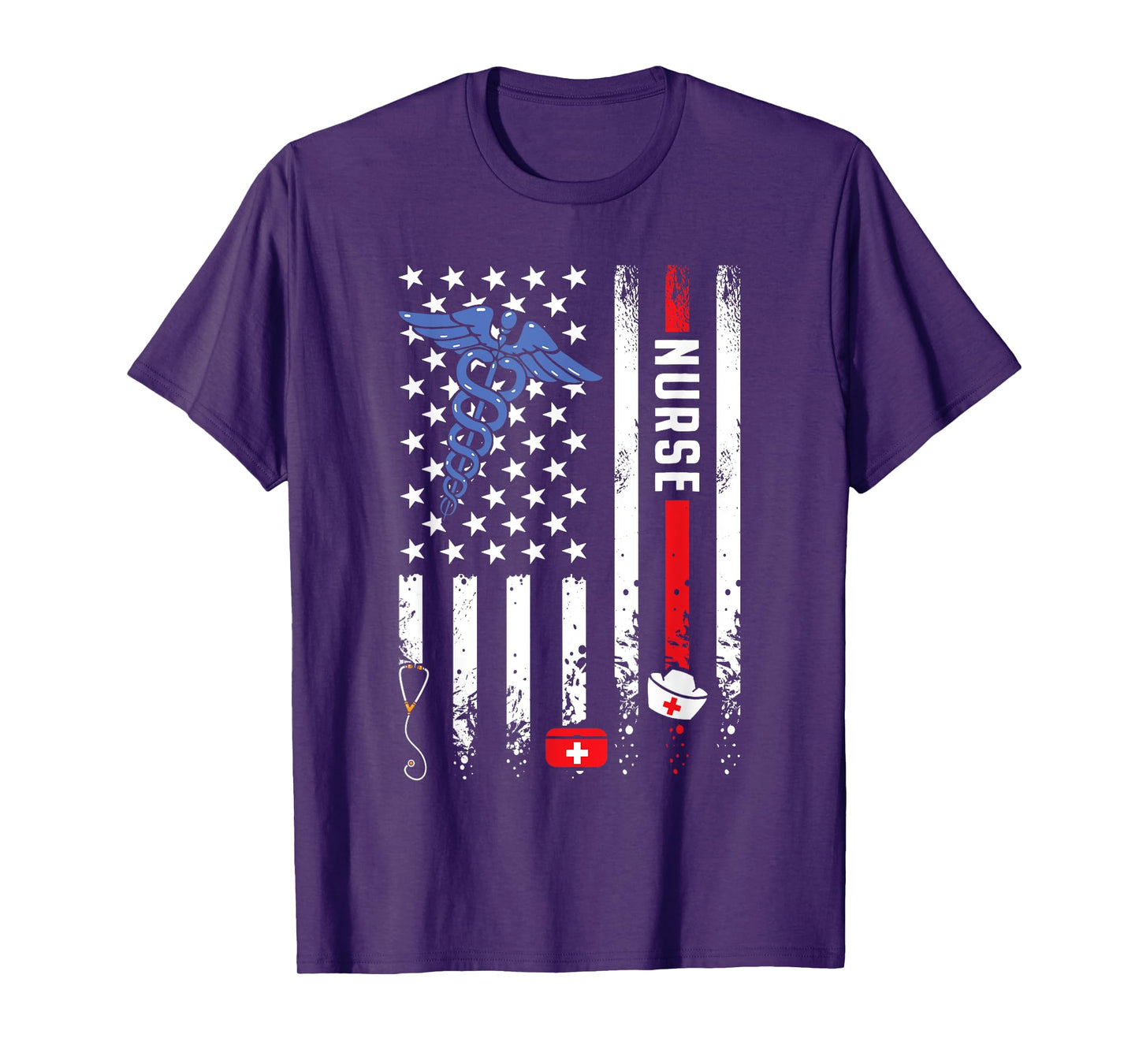 USA American Flag Vintage Nurse Nursing 4th of July Women T-Shirt
