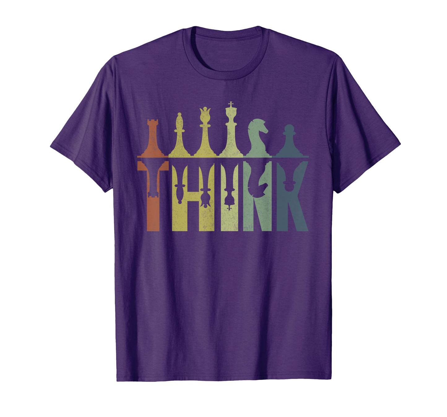 Think Retro Vintage Chess Pieces Player Gifts Chess Coach T-Shirt