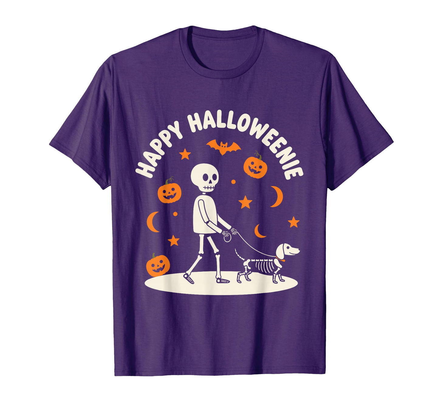 Happy Halloweenie Funny Halloween Skeleton Dachshund Dog T-Shirt