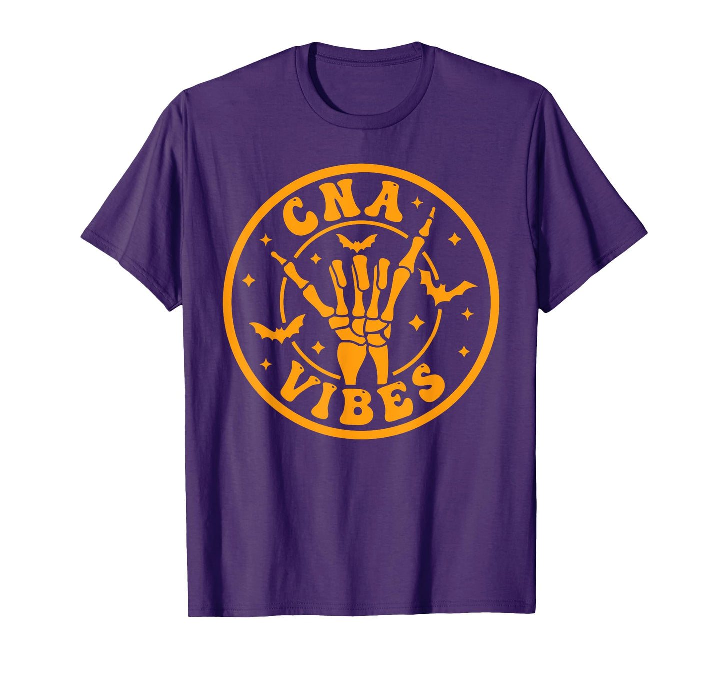 Retro CNA Vibes Skeleton Hand Nursing Assistant RN Halloween T-Shirt