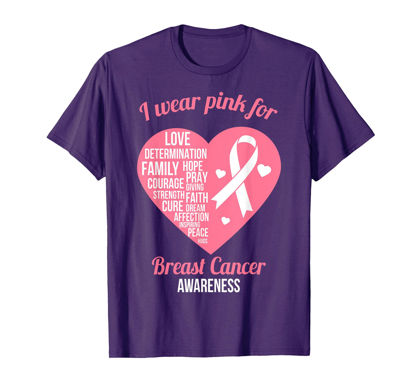 I Wear Pink Ribbon Heart Cool Breast Cancer Awareness Gift T-Shirt