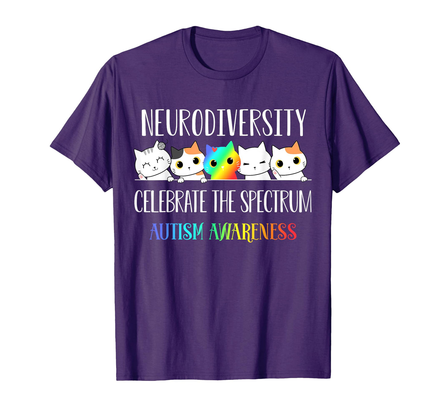 Autism Embrace Neurodiversity Celebrate the Spectrum Cat T-Shirt