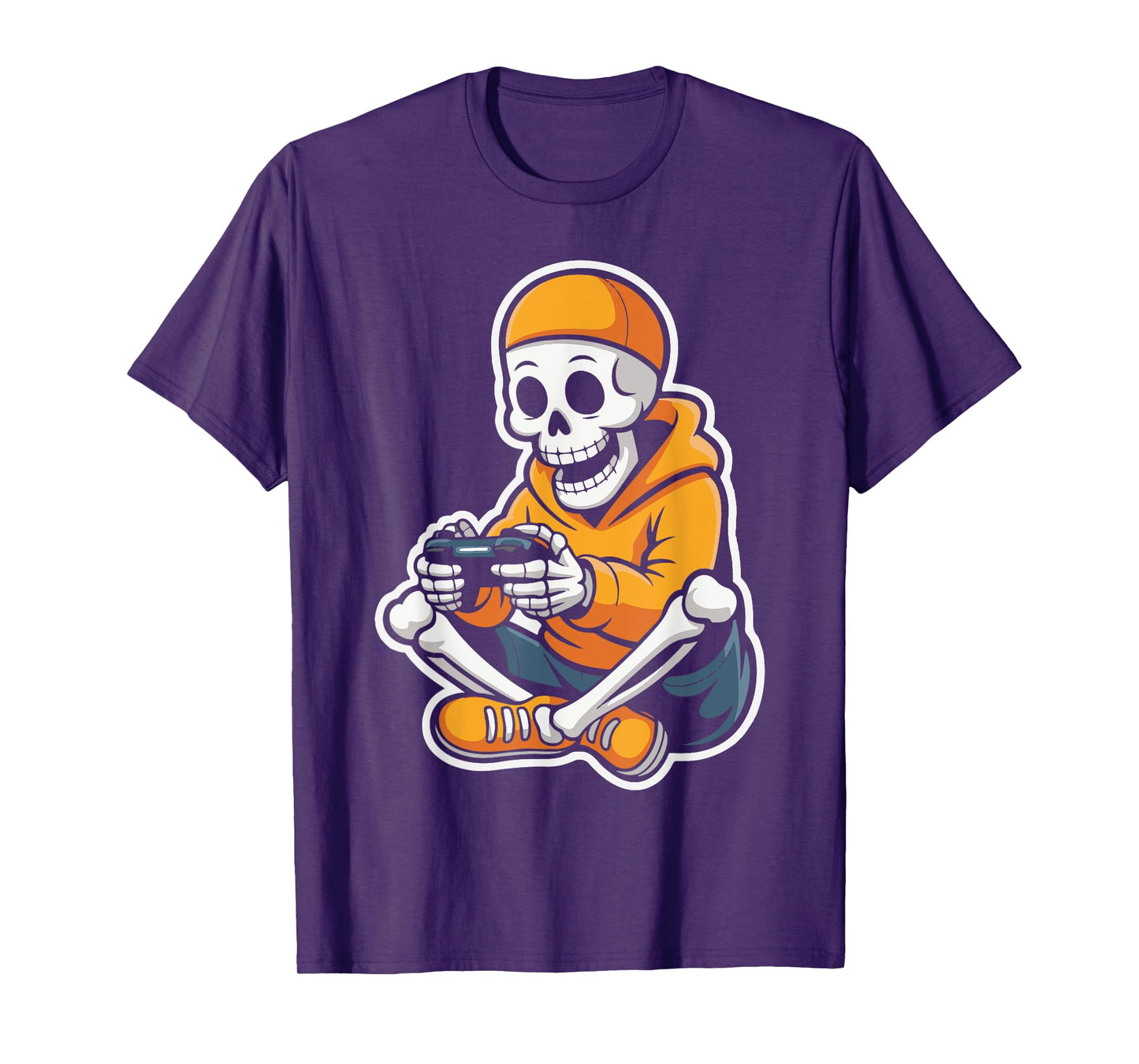 Skeleton Gamer Funny Halloween Boys Kids Video Gaming Men T-Shirt