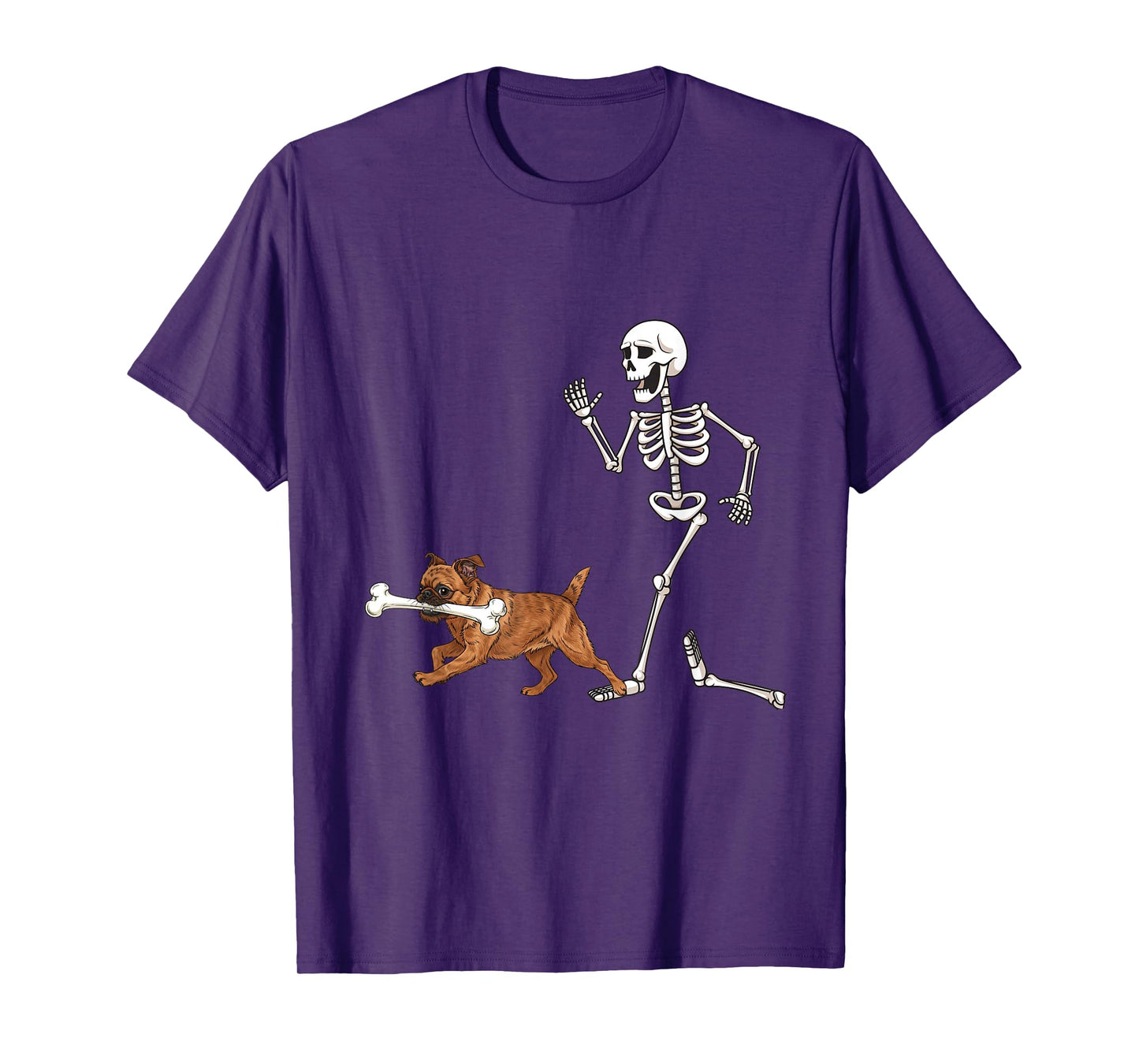 Funny Halloween Brussels Griffon and Skeleton T-Shirt