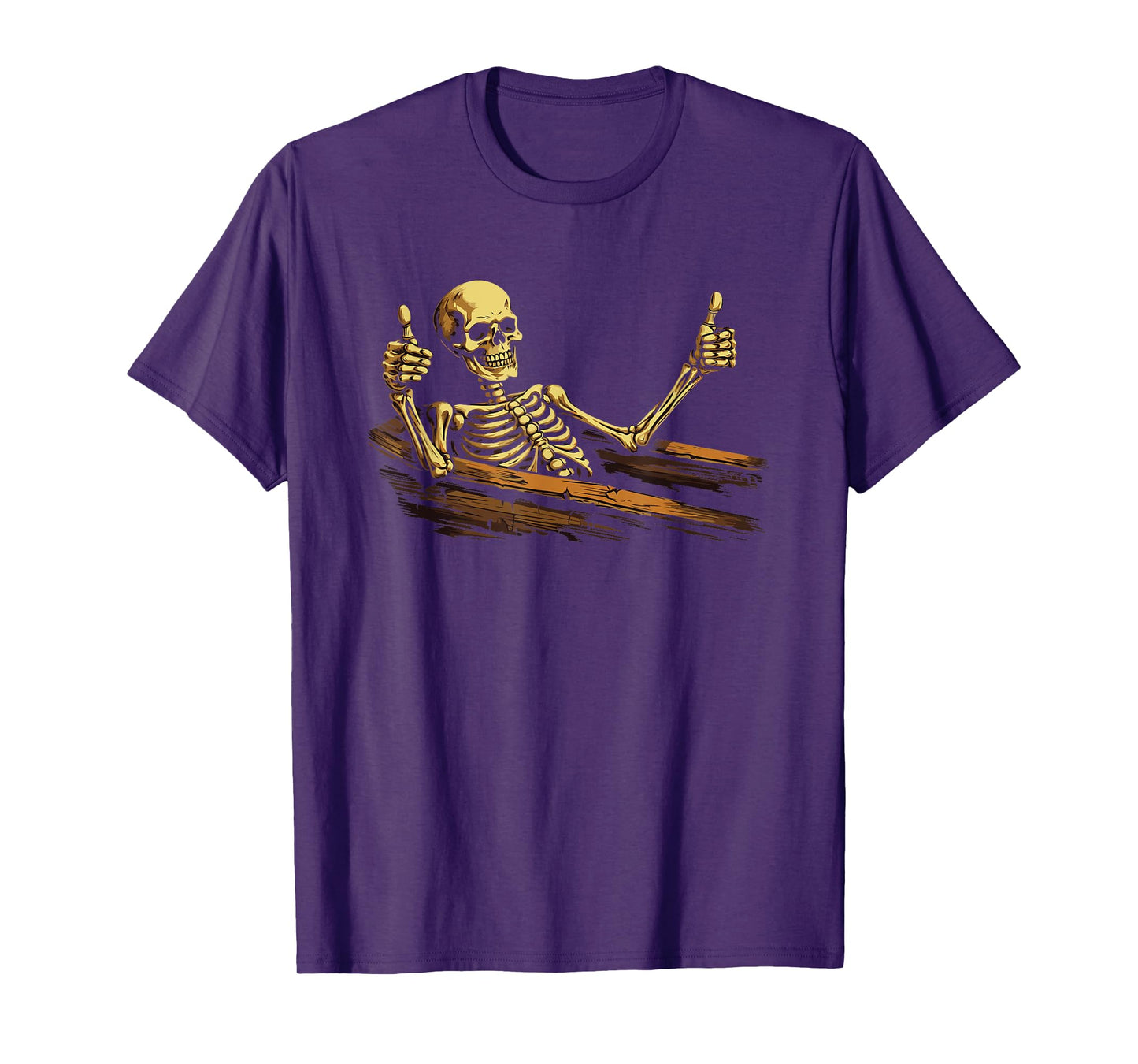 Thumbs Up Skeleton Coffin Rising - Funny Graveyard Halloween T-Shirt
