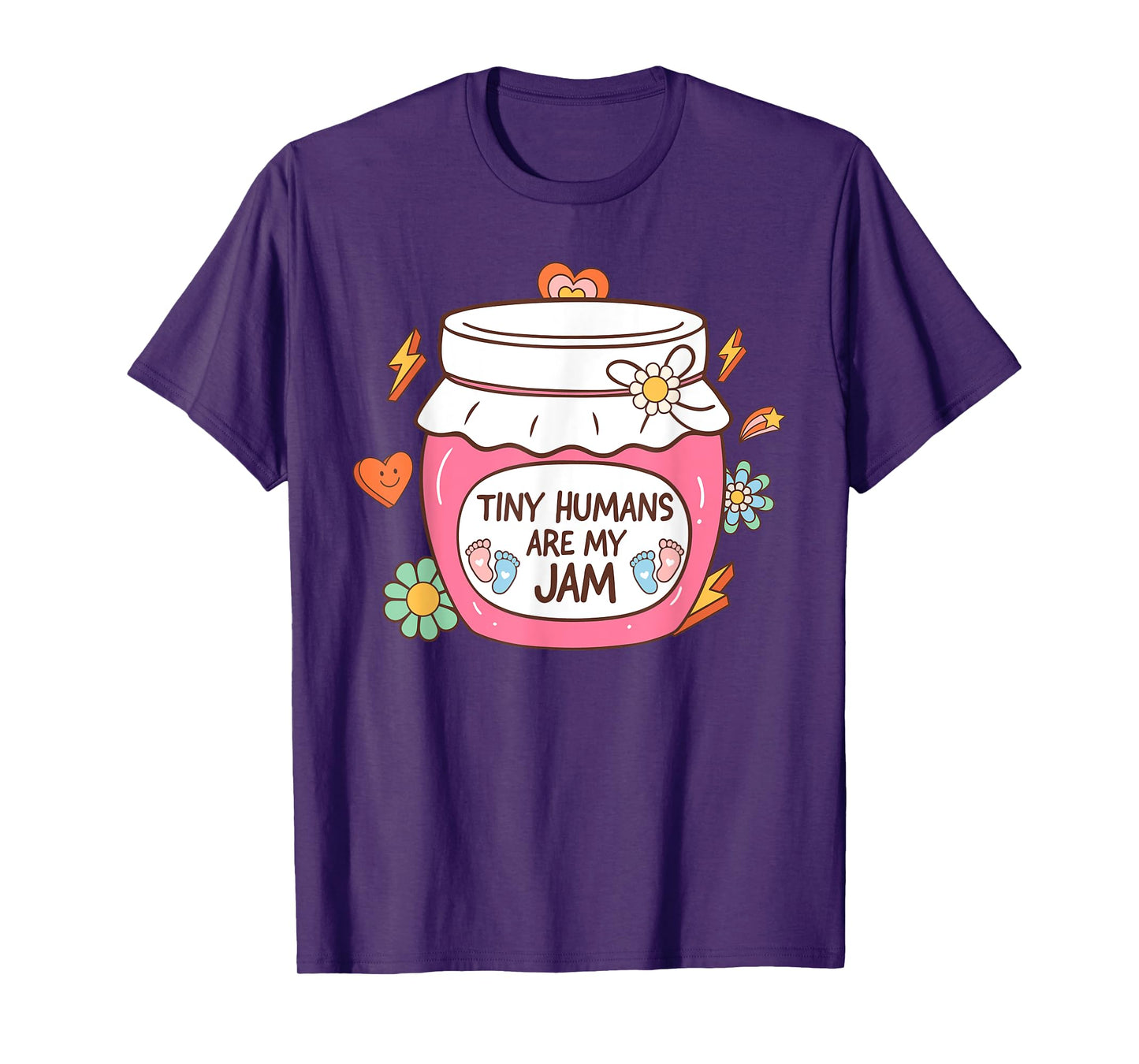 Tiny Humans Are My Jam Favorite L&D NICU Nurse Groovy Retro T-Shirt