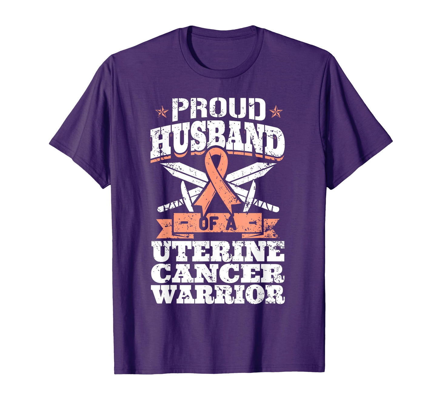Proud Husband Of A Uterine Cancer Warrior Awareness Ribbon T-Shirt