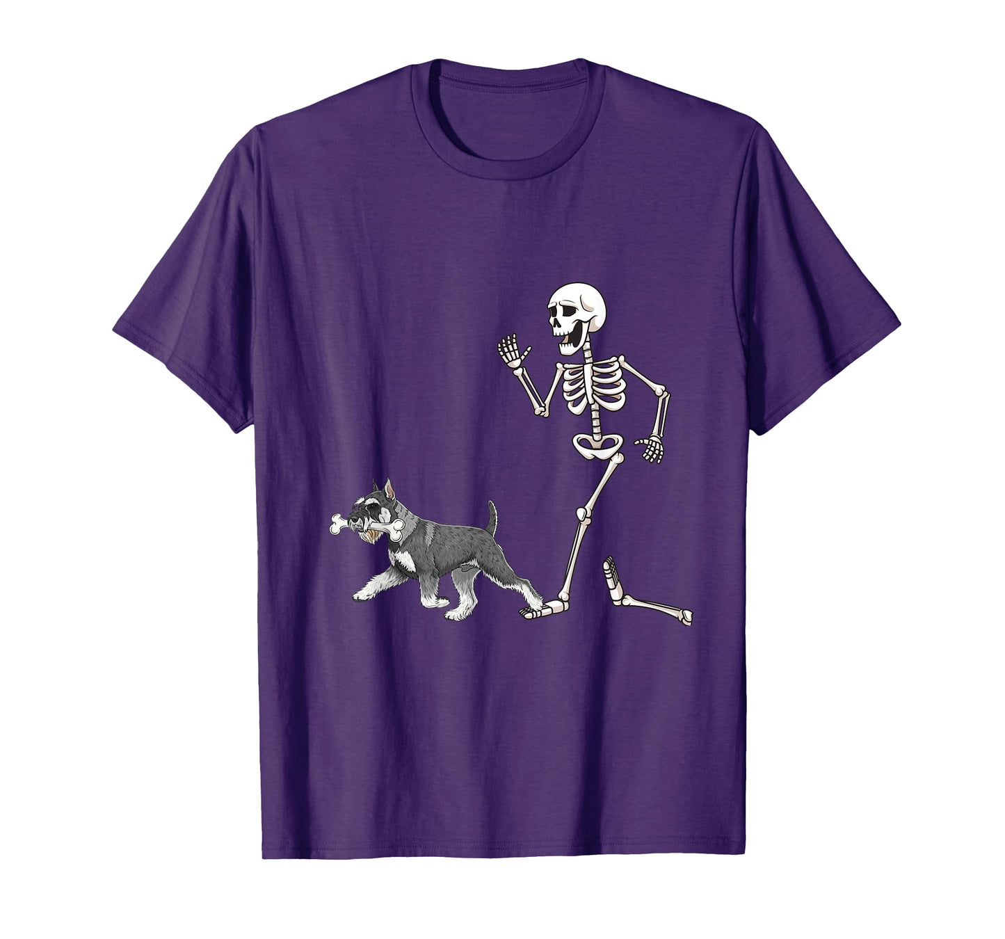 Funny Halloween Standard Schnauzer and Skeleton T-Shirt