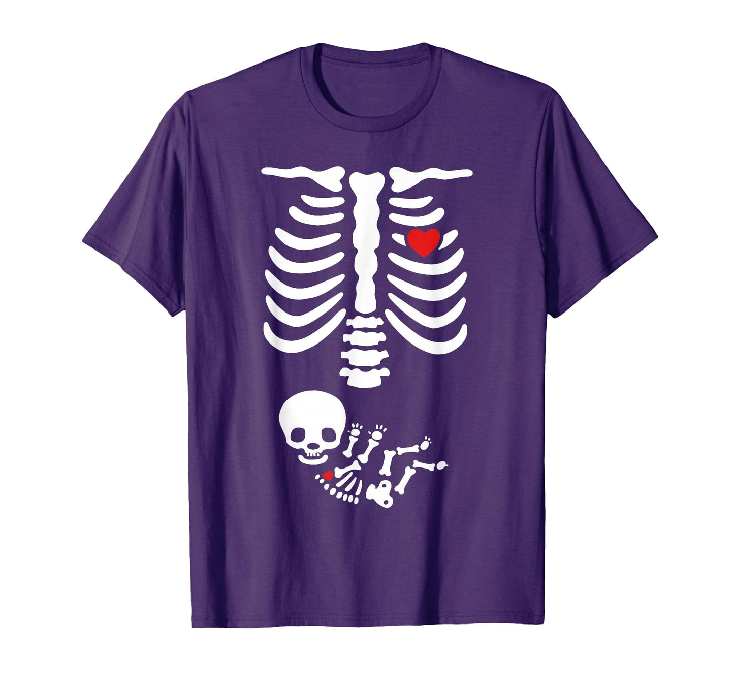 Halloween Skeleton Baby Rib Cage Maternity Pregnant Heart T-Shirt