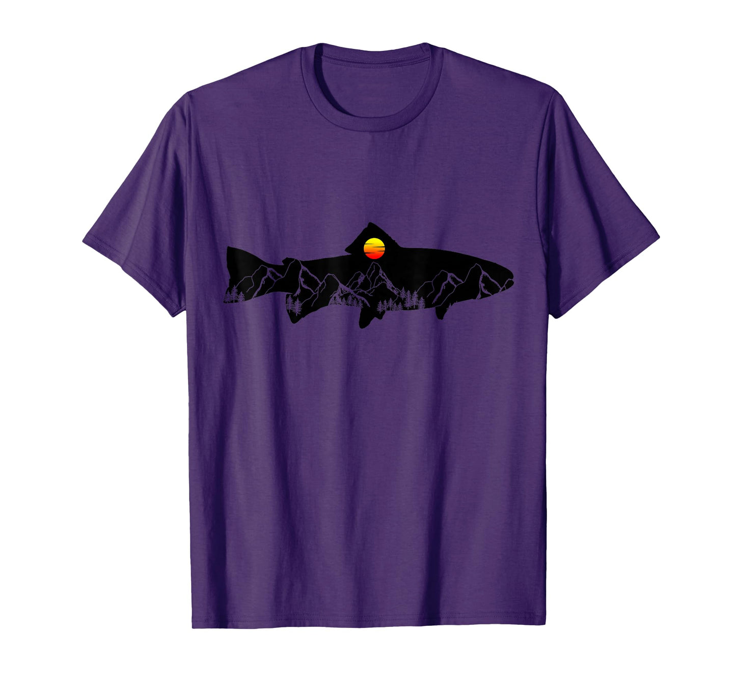 Fly Fishing Trout Fisherman Vintage Mountains Nature T-Shirt