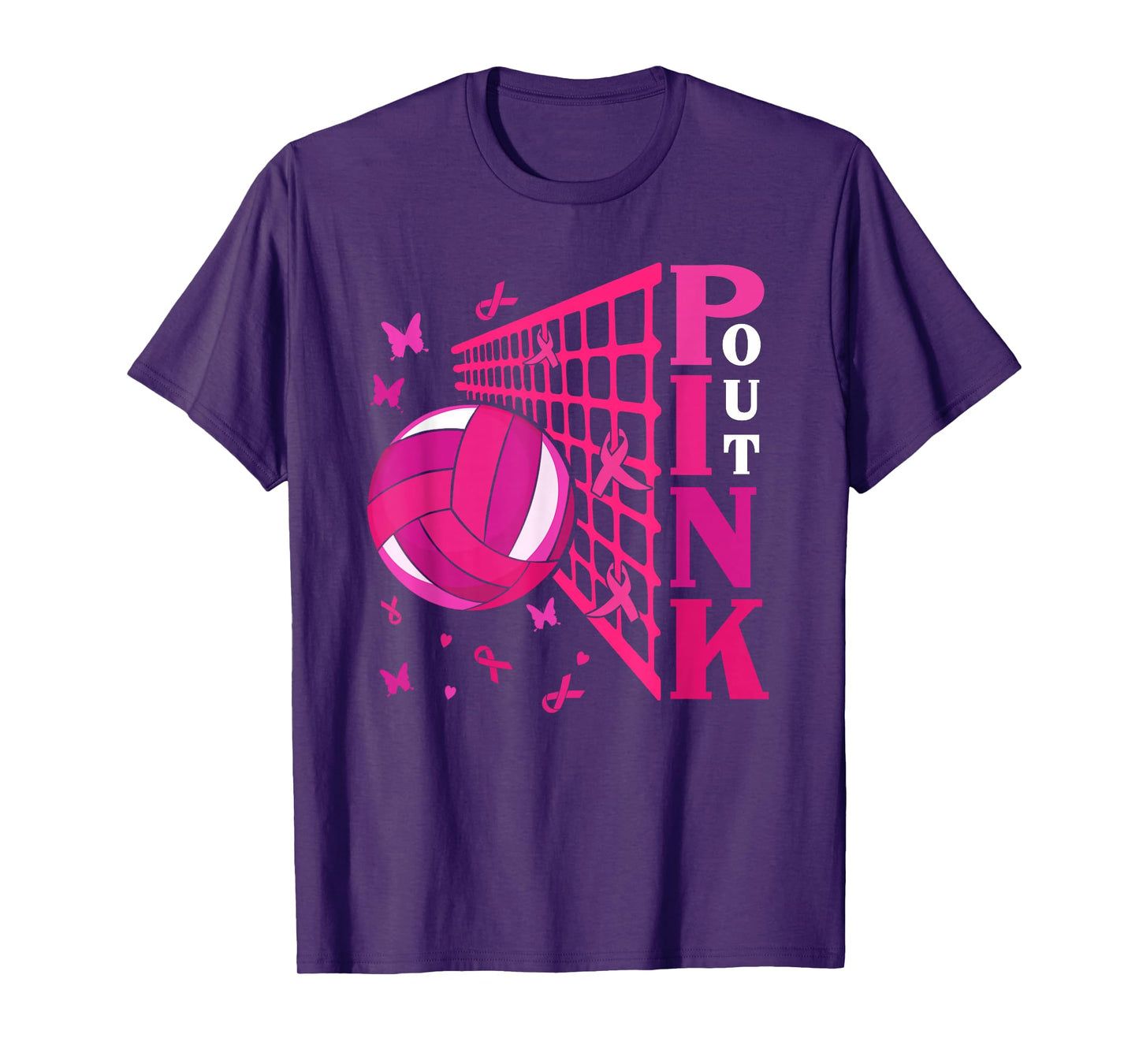 Cute Pink Out Volleyball Breast Cancer Awareness Pink Ribbon T-Shirt
