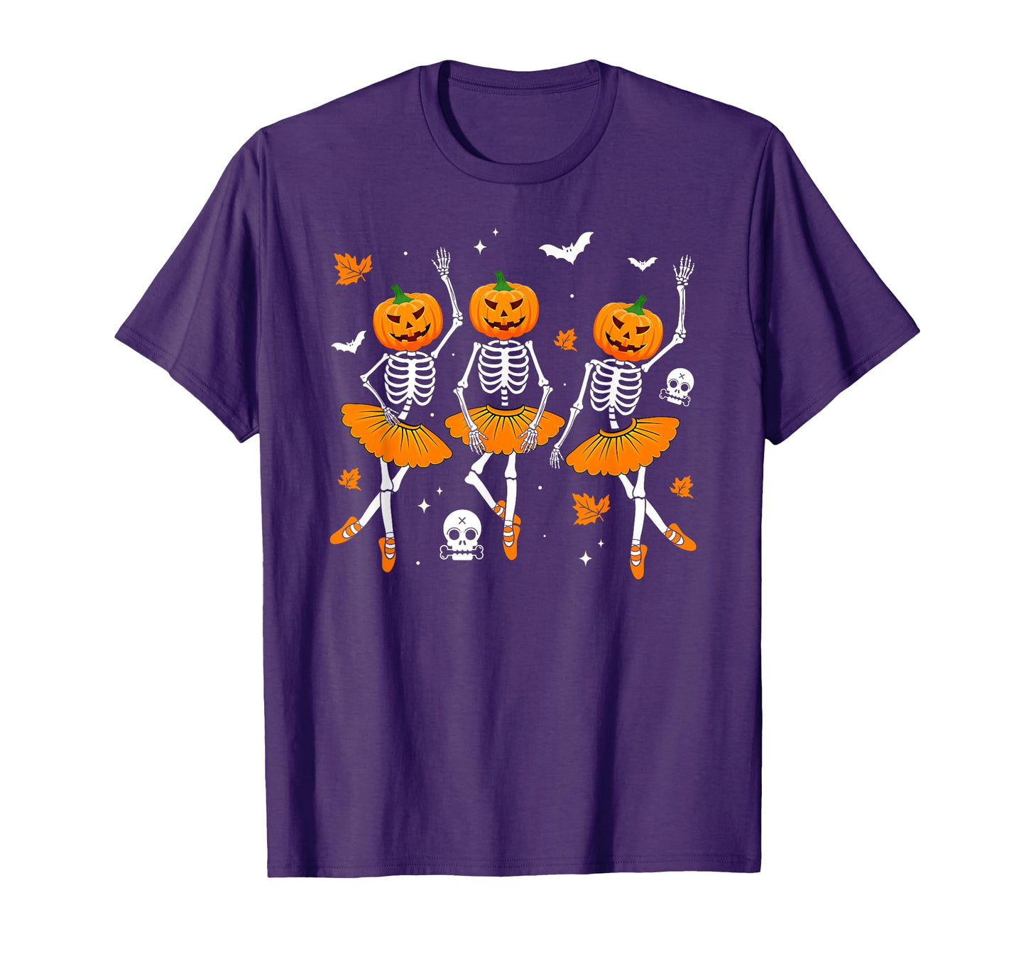 Ballet Dancing Skeleton Pumpkin Funny Dancer Halloween T-Shirt