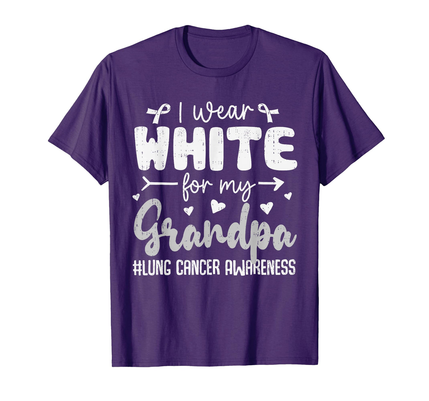 I Wear White for Grandpa Lung Cancer Awareness White Ribbon T-Shirt