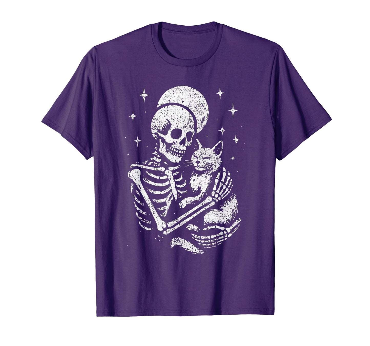 Skeleton Cat Skull Kitty Goth Halloween Skeleton Hugging Cat T-Shirt