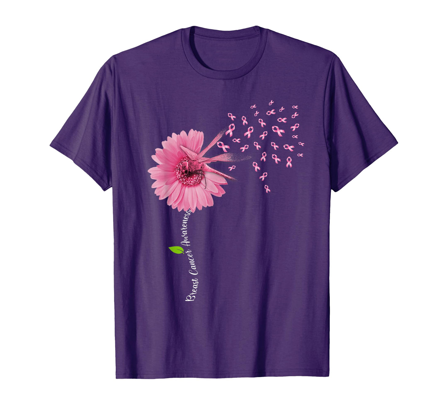 Dragonfly Tshirt Breast Cancer Awareness Gift Flowers Women T-Shirt