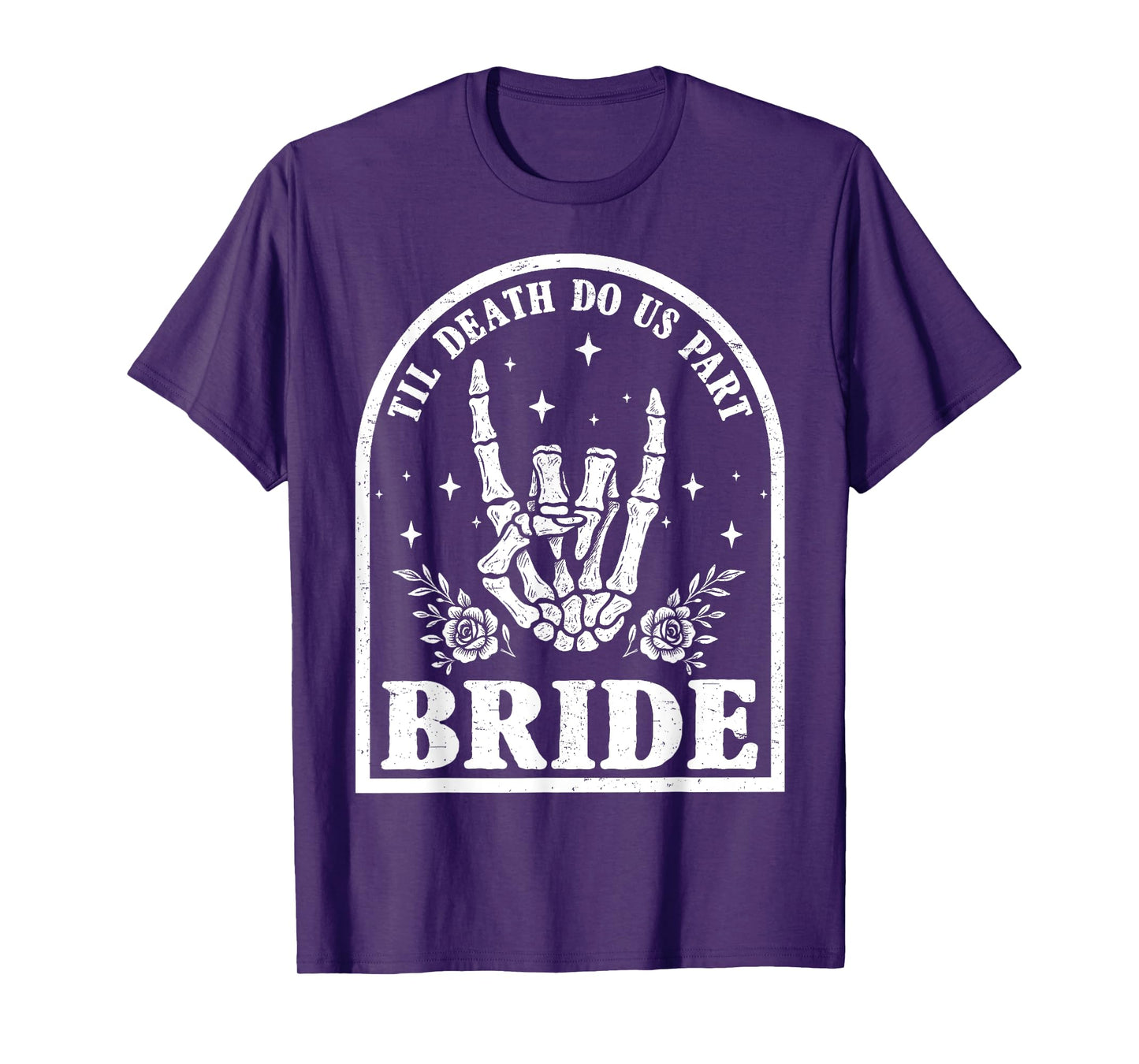 Groom Bride Skeleton Rock Hand Couples Wedding Halloween Tee T-Shirt