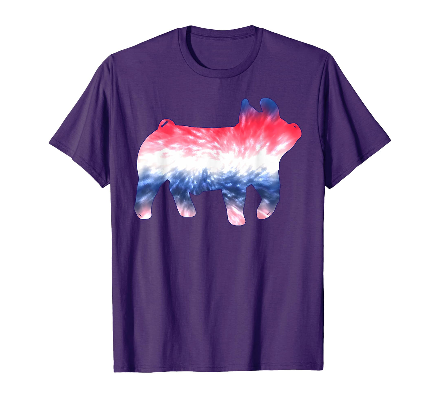 Red White Blue Show Pig Tie Dye 4th of July Pig Farm Animal T-Shirt