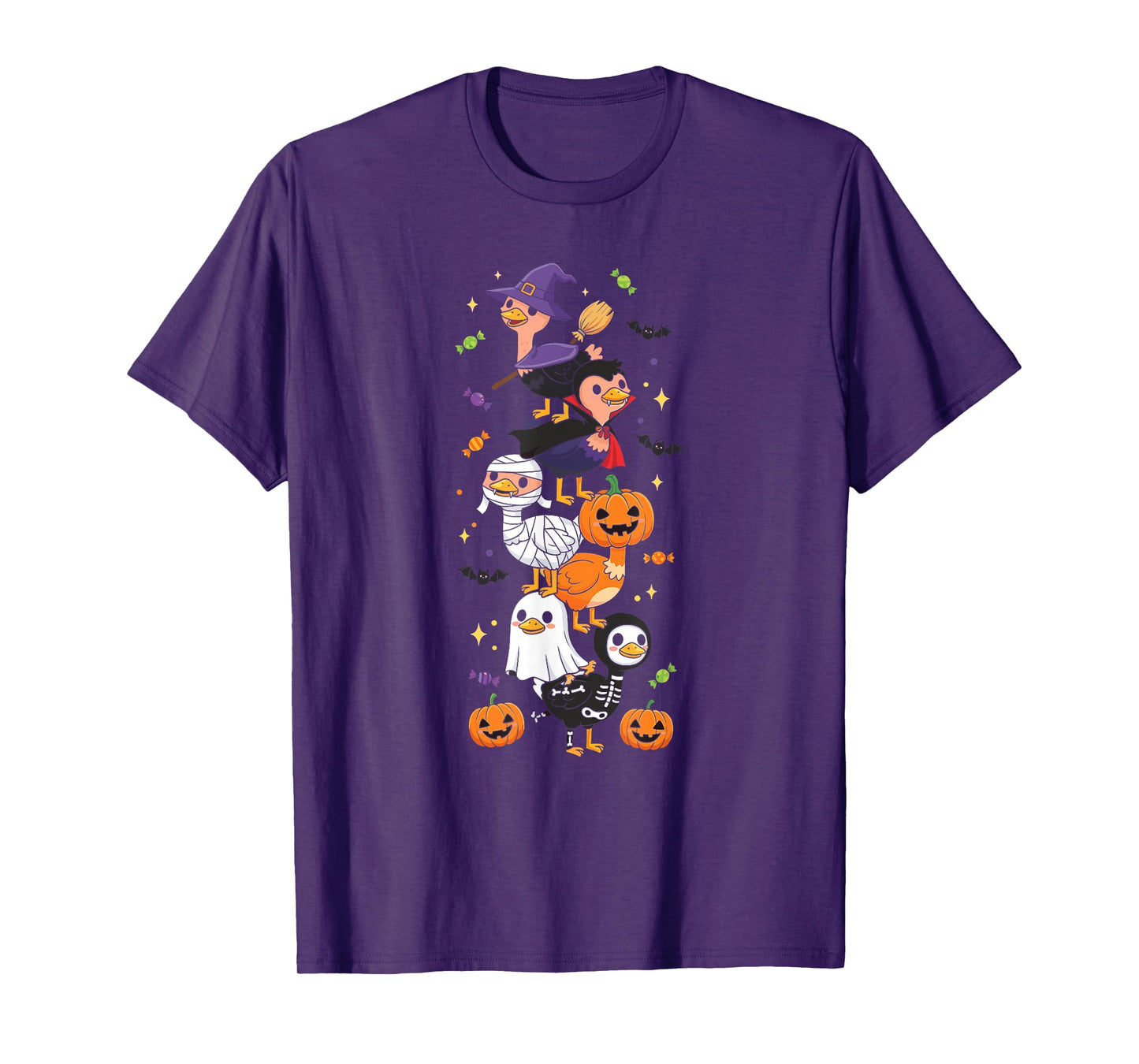 Funny Ostrich Witch Vampire Ghost Halloween Kids Mens Womens T-Shirt