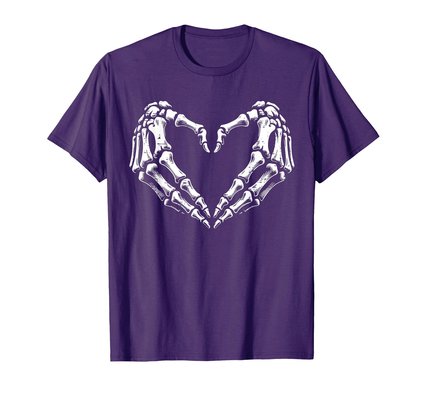 Retro Halloween Shirts Women Girls Skeleton Hands Heart Sign T-Shirt