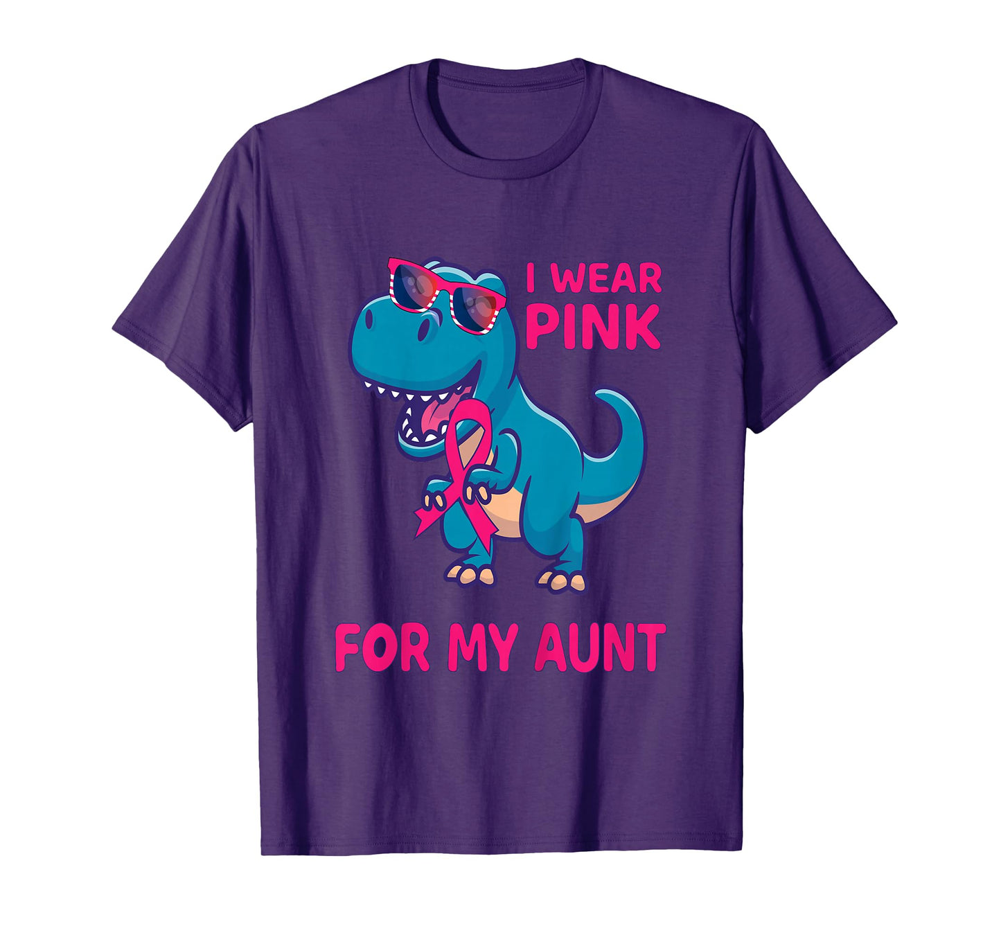 Kids Pink Ribbon T-Rex Aunt Breast Cancer Awareness Boys Toddler T-Shirt