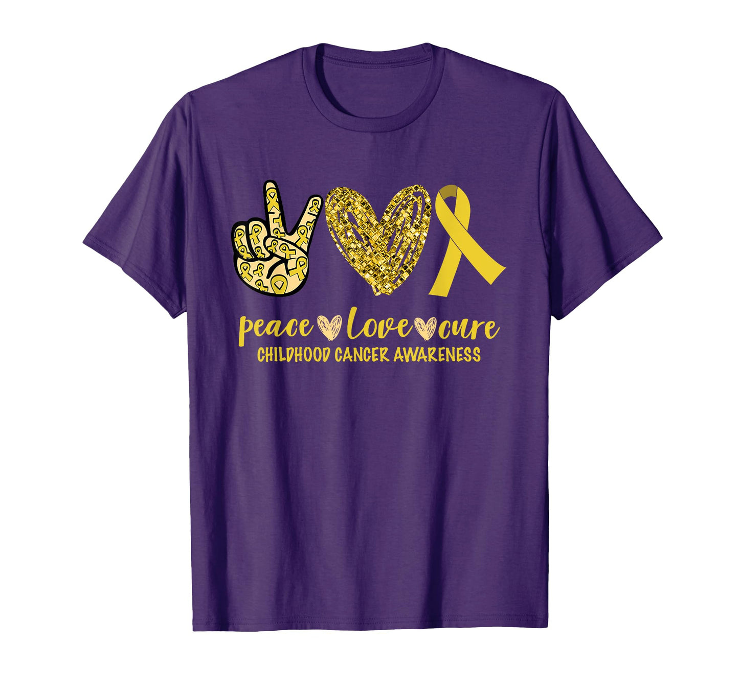 Peace Love Cure Ribbon Childhood Cancer Awareness T-Shirt