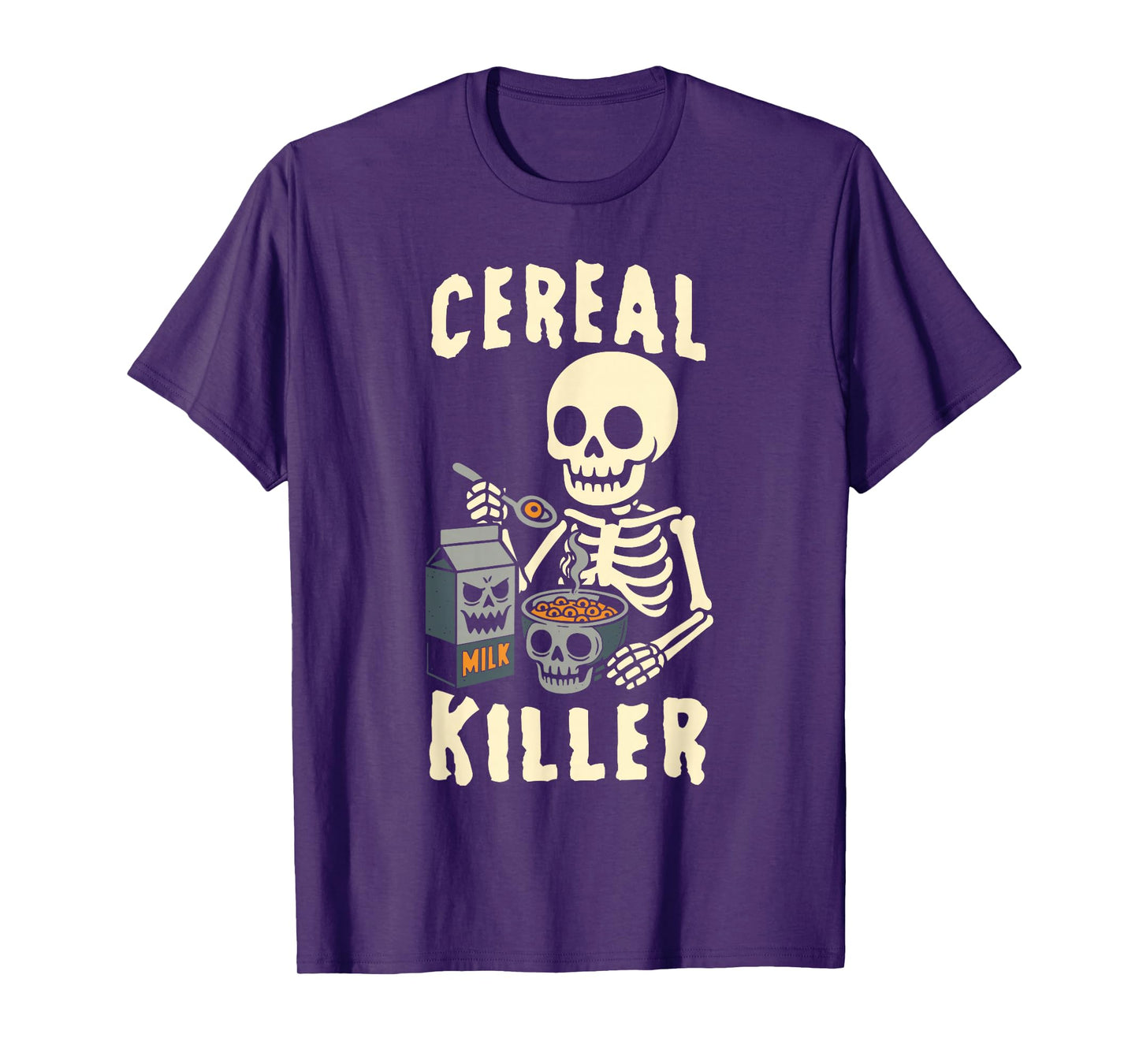 Cereal Killer Funny Skeleton Low Budget Halloween T-Shirt